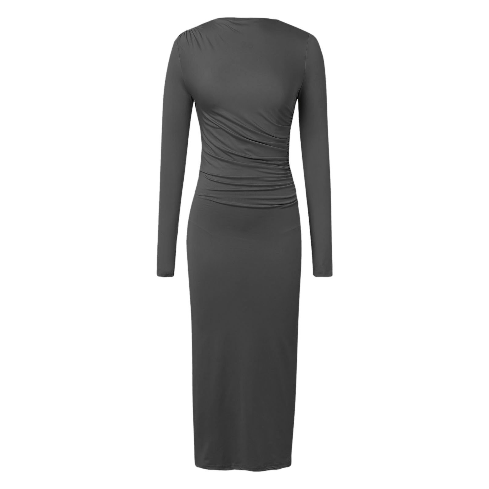 thumbnail image 5 of 2025 Vestido largo ajustado de color liso para mujer: poliéster, cintura imperio, temperamento elegante, lavable a máquina, tallas S-L, contorno de pecho 76-100 cm, 5 of 6